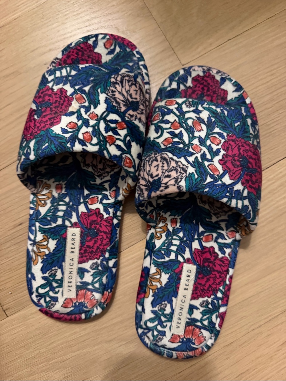 Veronica Beard Slide Mules in Blue, Pink & Cream Floral